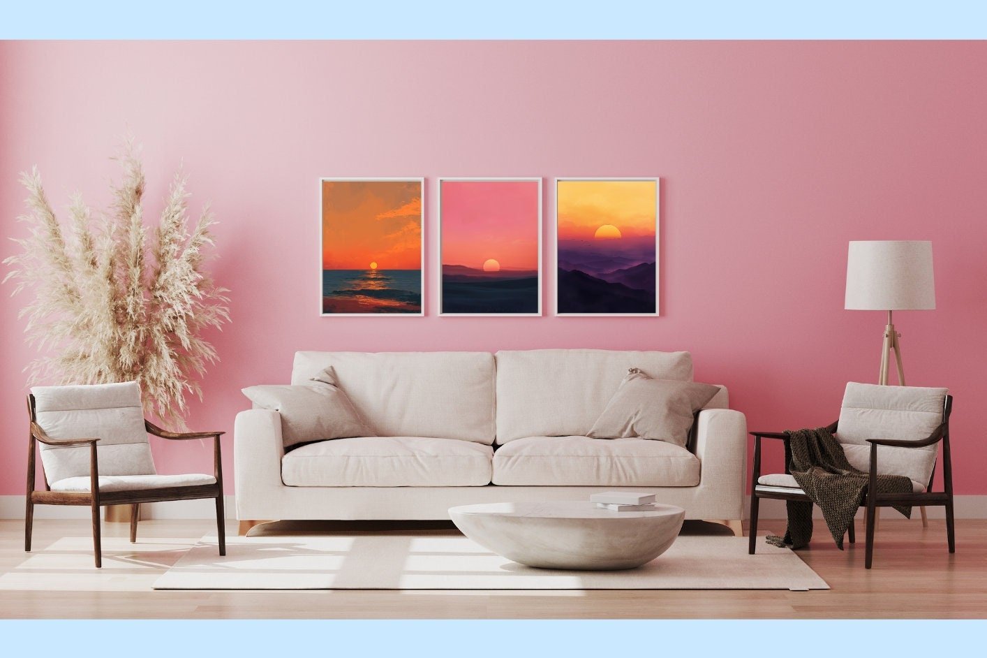 Blululi Sunset Scenery - 12 High - Quality PNGs - Modern Decor in Four Sizes digital download - Blululi