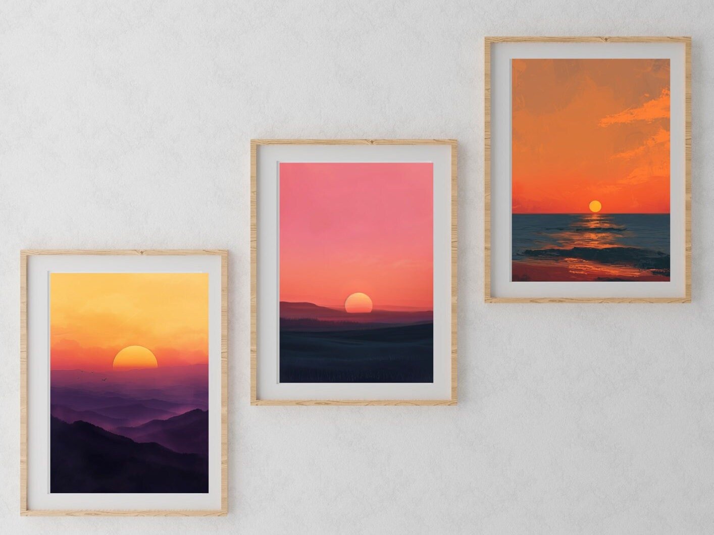 Blululi Sunset Scenery - 12 High - Quality PNGs - Modern Decor in Four Sizes digital download - Blululi