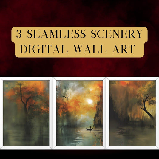 Blululi Trilogy Scenery Digital Wall Art - Four Sizes digital download - Blululi