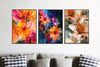 Blululi Vivid Blossoms Trio - Abstract Flowers Digital Wall Art for Living Room Decor, Instant Download - Assorted Sizes digital download - Blululi