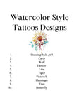 Blululi Watercolor Style Tattoos Designs Collection - Custom Tattoo Design digital download - Blululi