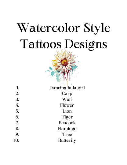 Blululi Watercolor Style Tattoos Designs Collection - Custom Tattoo Design digital download - Blululi