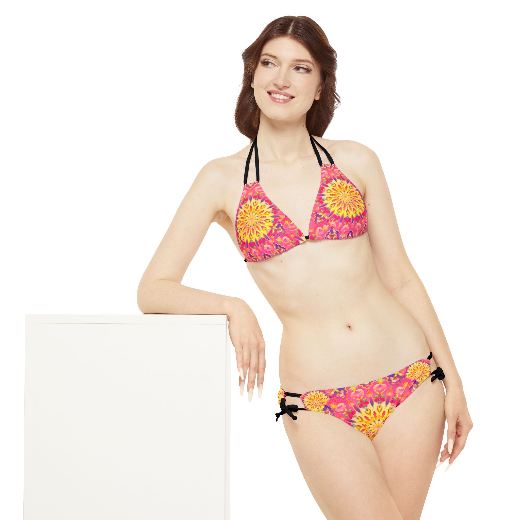 Bohemian Mandala Bikini Set - Pink, Yellow, Purple All Over Prints - Blululi