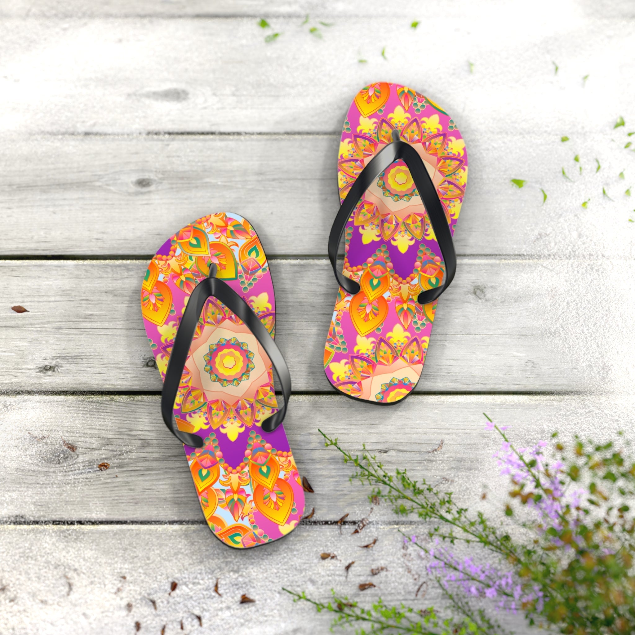 Bohemian Mandala Flip Flops - Colorful & Intricate Shoes - Blululi