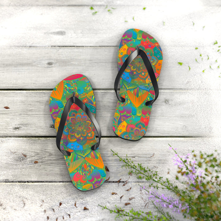 Bohemian Mandala Flip Flops - Colorful & Vibrant Shoes - Blululi