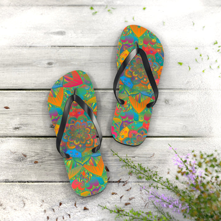 Bohemian Mandala Flip Flops - Colorful & Vibrant Shoes - Blululi