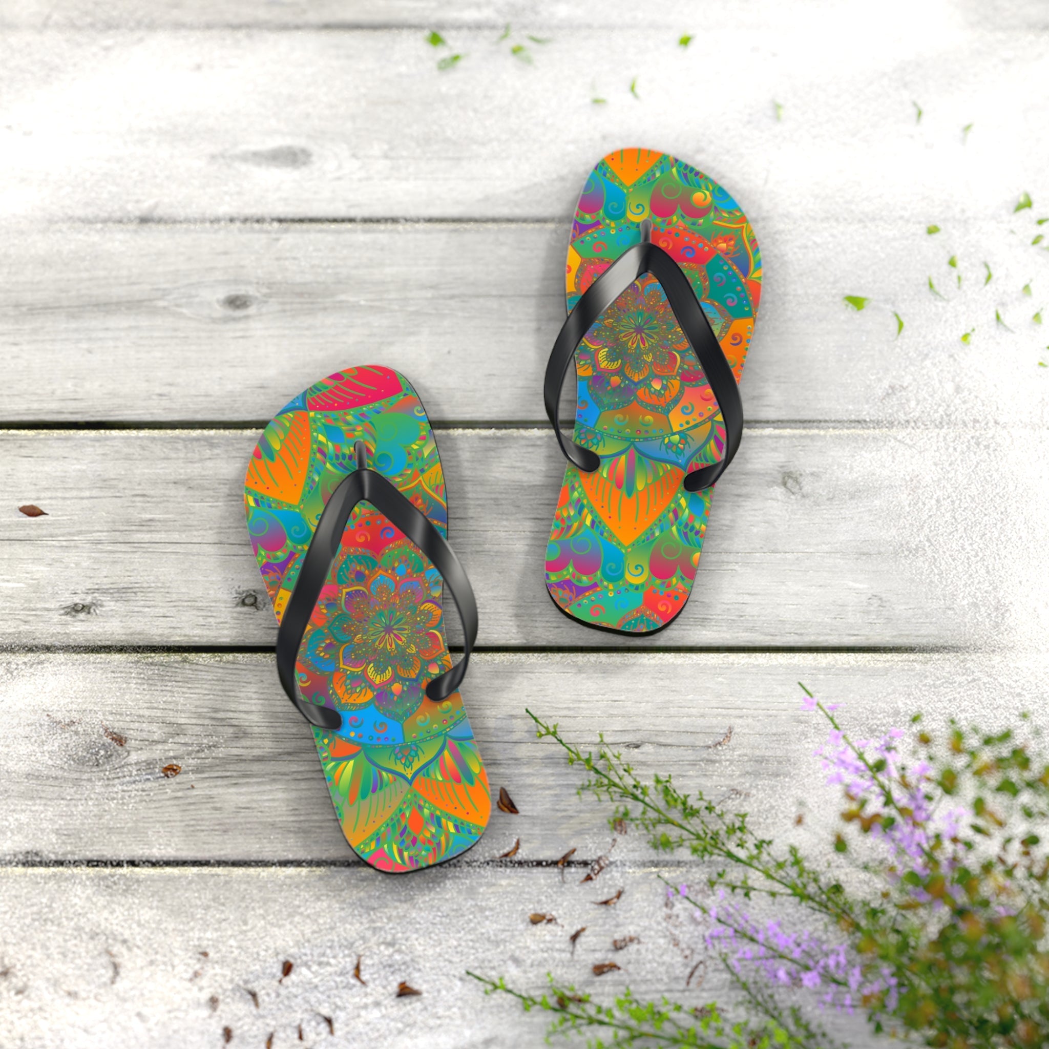 Bohemian Mandala Flip Flops - Colorful & Vibrant Shoes - Blululi