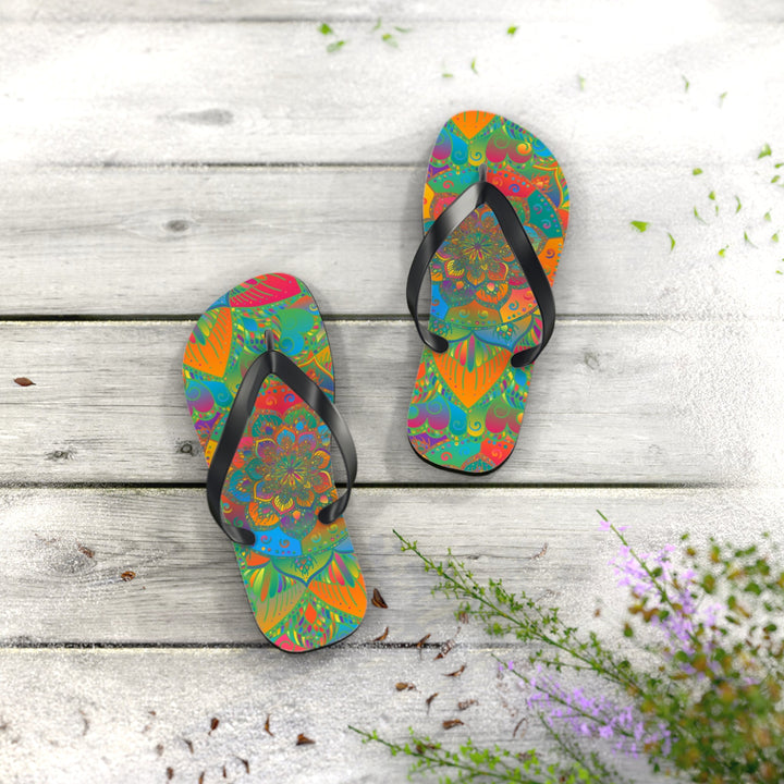 Bohemian Mandala Flip Flops - Colorful & Vibrant Shoes - Blululi