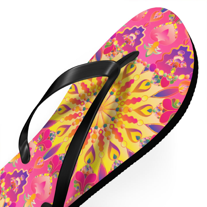 Bohemian Mandala Flip Flops - Pink, Yellow, Purple Shoes - Blululi