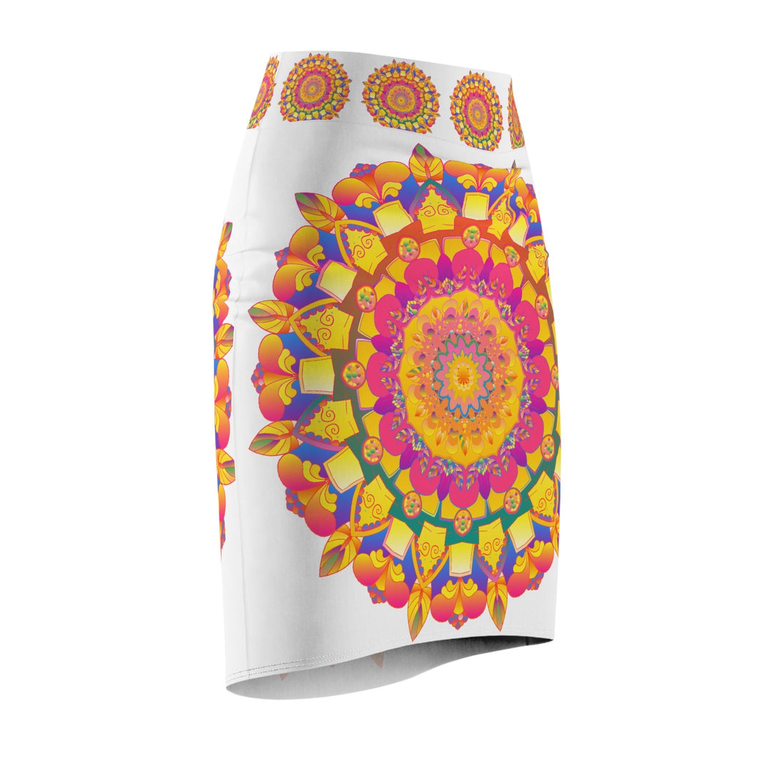 Bohemian Mandala Pencil Skirt - Light Purple & Azure All Over Prints - Blululi