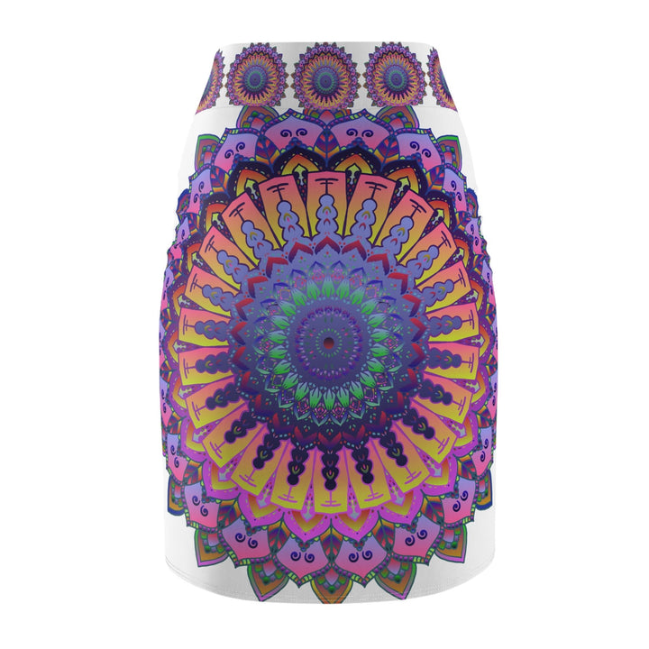 Bohemian Mandala Pencil Skirt - Light Purple & Azure All Over Prints - Blululi