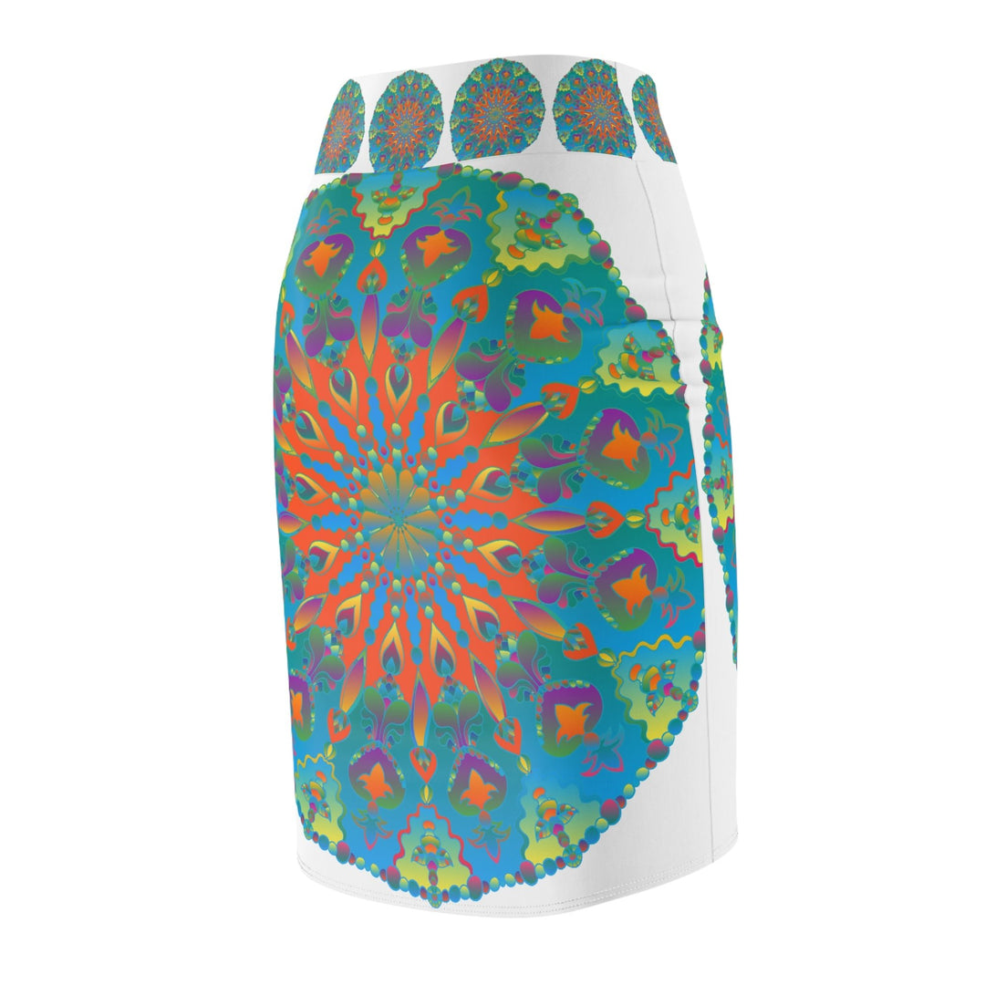 Bohemian Mandala Pencil Skirt - Light Purple, Azure All Over Prints - Blululi