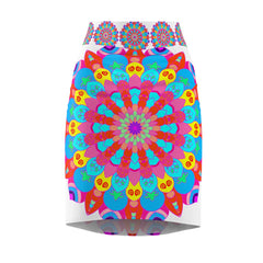 Bohemian Mandala Pencil Skirt - Light Purple & Azure All Over Prints - Blululi