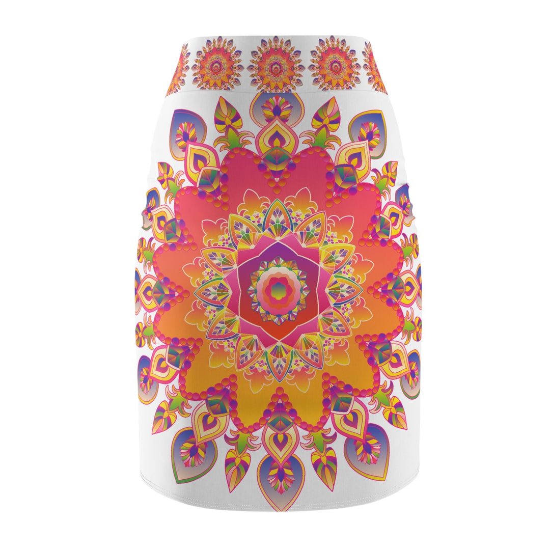 Bohemian Mandala Pencil Skirt - Light Purple, Azure All Over Prints - Blululi