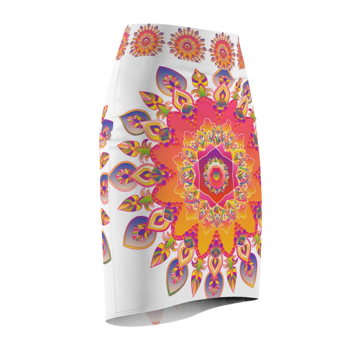 Bohemian Mandala Pencil Skirt - Light Purple, Azure All Over Prints - Blululi