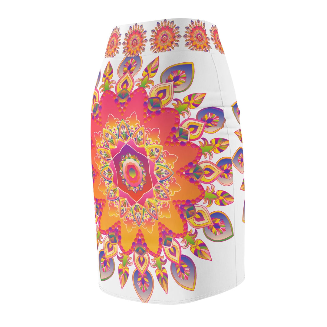 Bohemian Mandala Pencil Skirt - Light Purple, Azure All Over Prints - Blululi