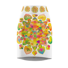Bohemian Mandala Pencil Skirt - Light Purple & Azure All Over Prints - Blululi