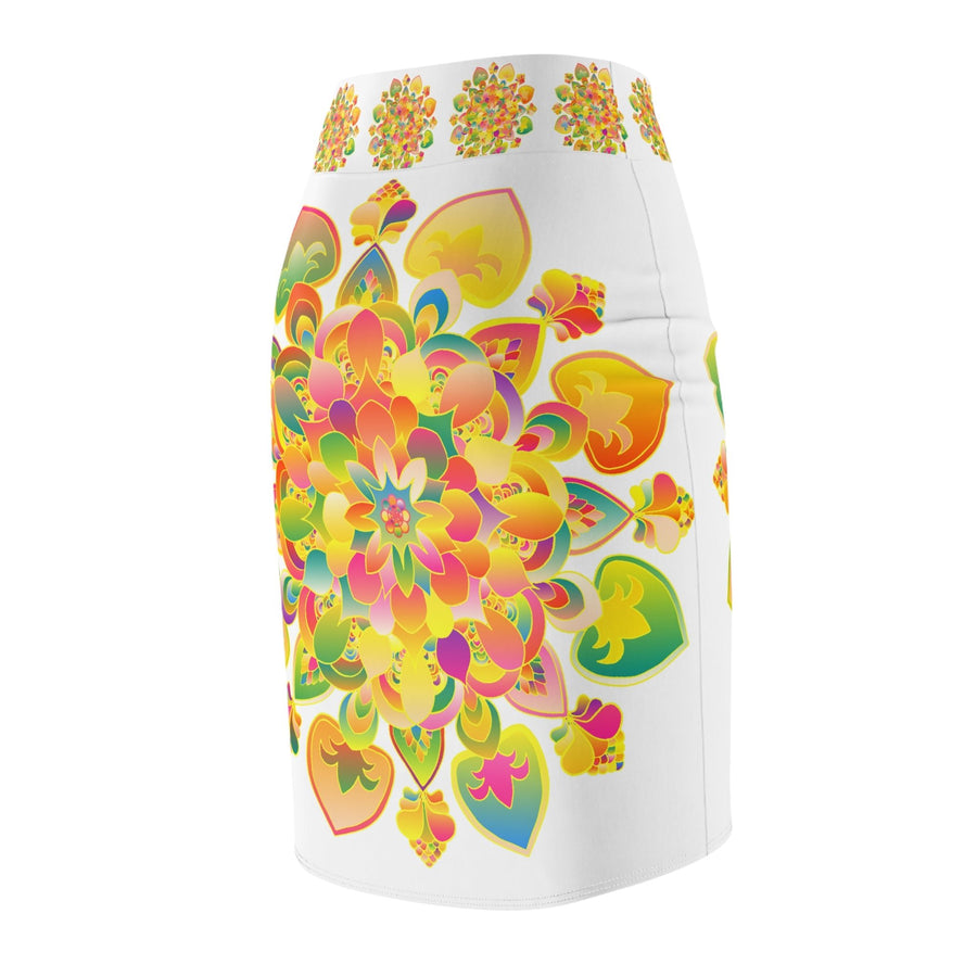 Bohemian Mandala Pencil Skirt - Light Purple & Azure All Over Prints - Blululi