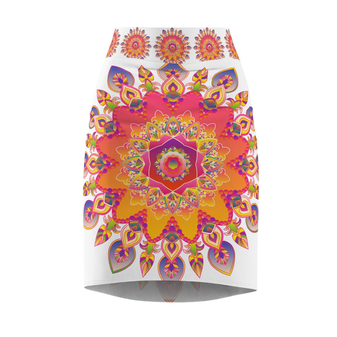 Bohemian Mandala Pencil Skirt - Light Purple, Azure All Over Prints - Blululi