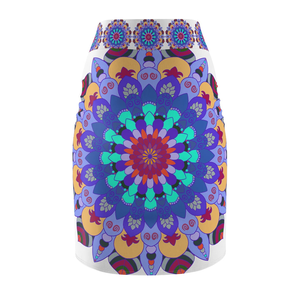 Bohemian Mandala Pencil Skirt - Purple & Azure All Over Prints - Blululi