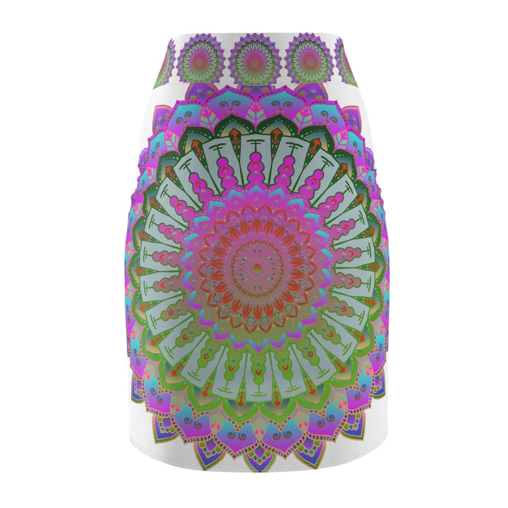 Bohemian Mandala Pencil Skirt - Purple & Azure All Over Prints - Blululi