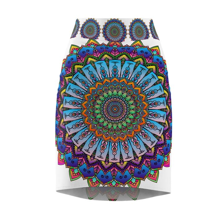 Bohemian Mandala Pencil Skirt - Purple & Azure All Over Prints - Blululi