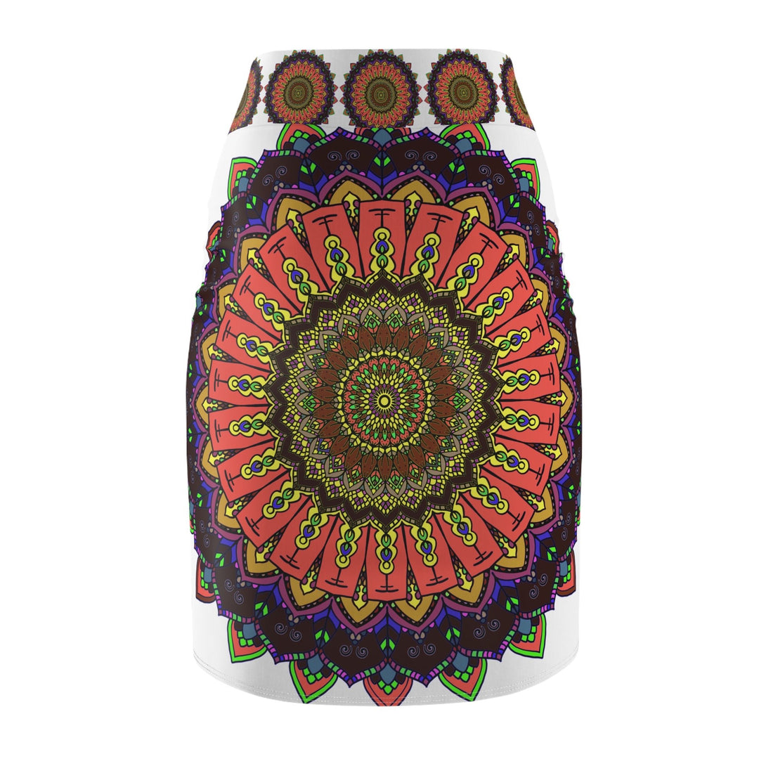 Bohemian Mandala Pencil Skirt - Purple & Azure All Over Prints - Blululi