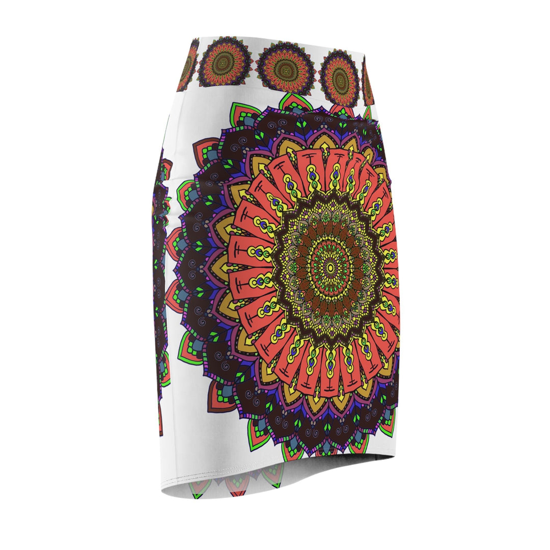 Bohemian Mandala Pencil Skirt - Purple & Azure All Over Prints - Blululi