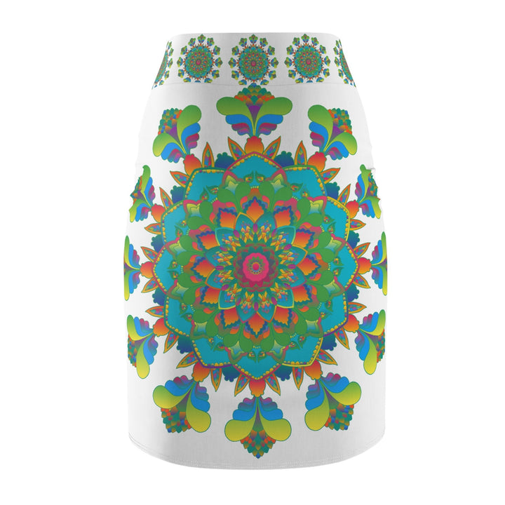 Bohemian Mandala Pencil Skirt - Purple, Azure, Iridescent All Over Prints - Blululi