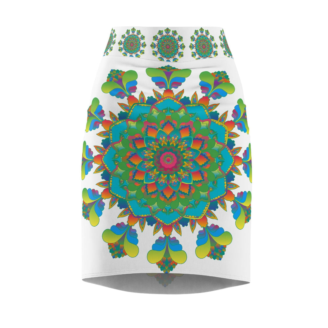 Bohemian Mandala Pencil Skirt - Purple, Azure, Iridescent All Over Prints - Blululi