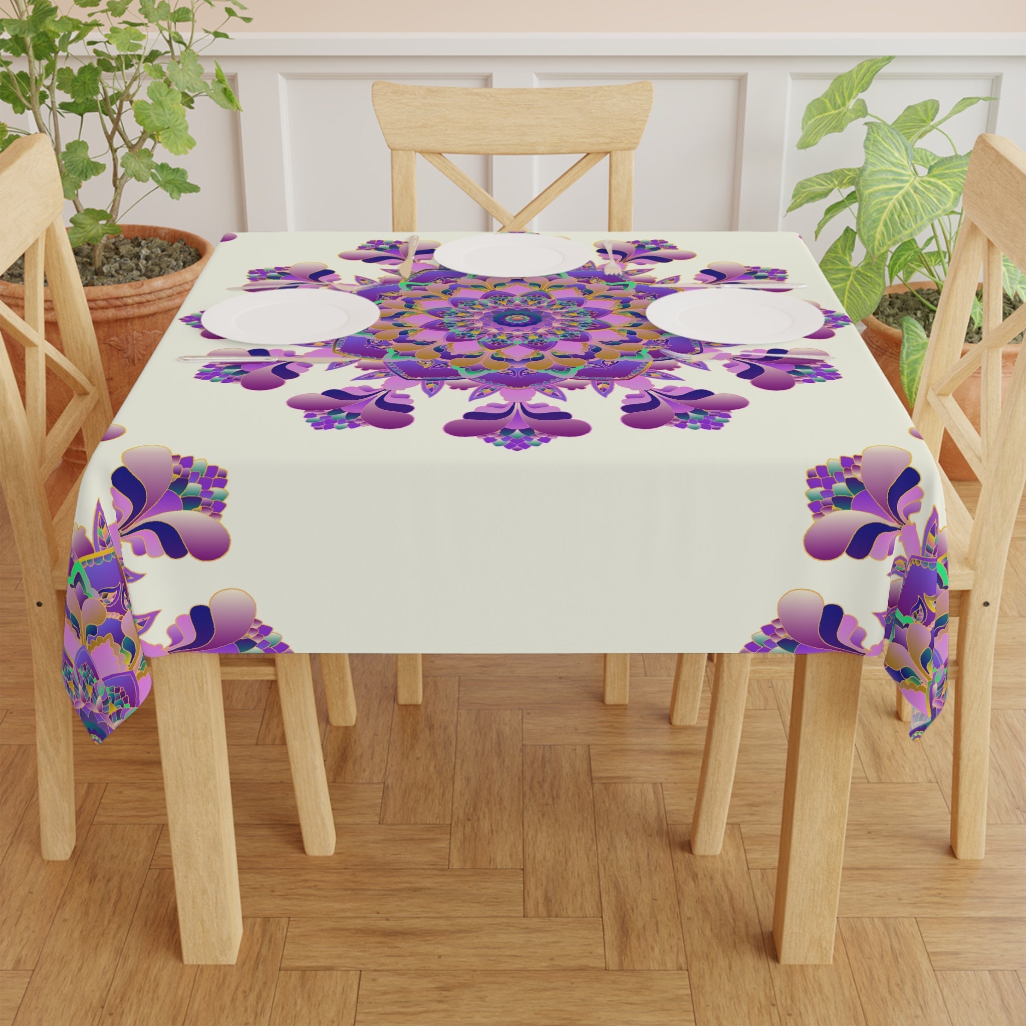 Bohemian Mandala Tablecloth - Ivory Home Decor - Blululi