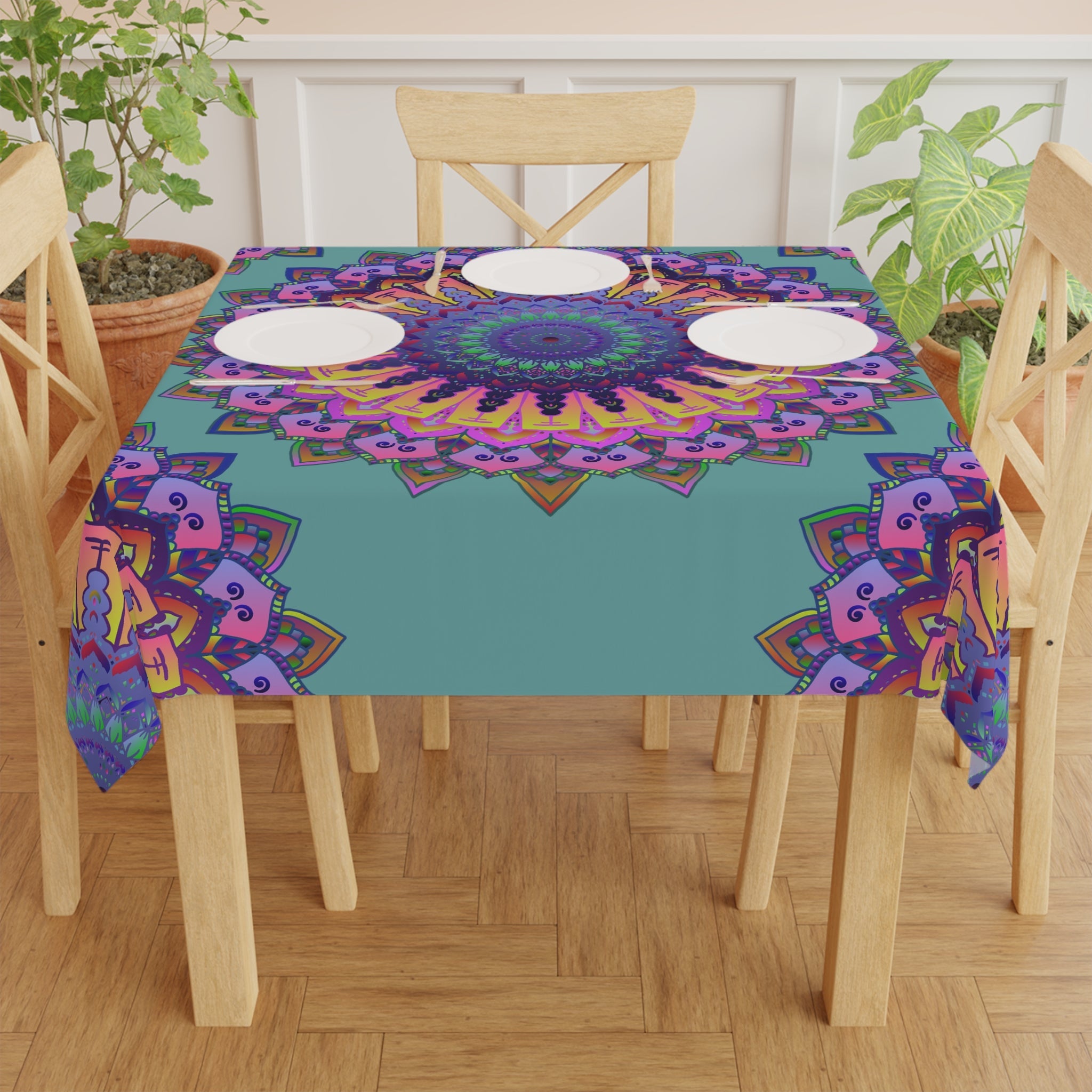 Bohemian Mandala Tablecloth - Sage Green Home Decor - Blululi