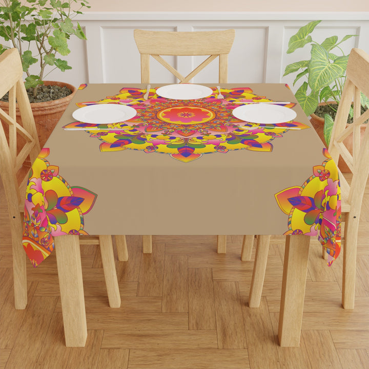 Bohemian Mandala Tablecloth, Sand & Floral Home Decor - Blululi