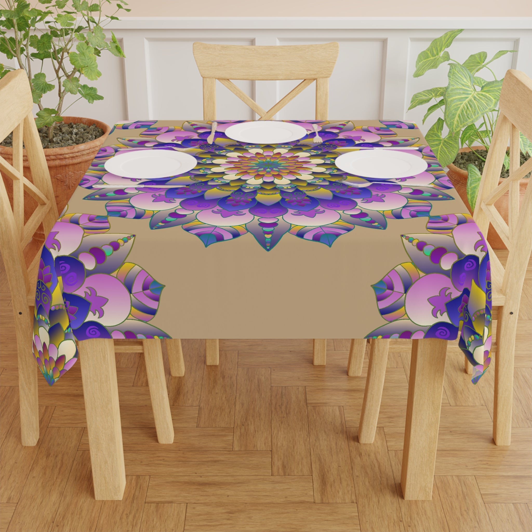 Bohemian Mandala Tablecloth - Vibrant Sand Design Home Decor - Blululi