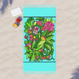 Boho Beach Cloth decorated with Flower Doodle Art - Original Fine Art Hand - Drawn - Blululi