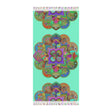Boho Beach Cloth decorated with Mandala Art - Original Fine Art Hand - Drawn - Aquamarine - Blululi