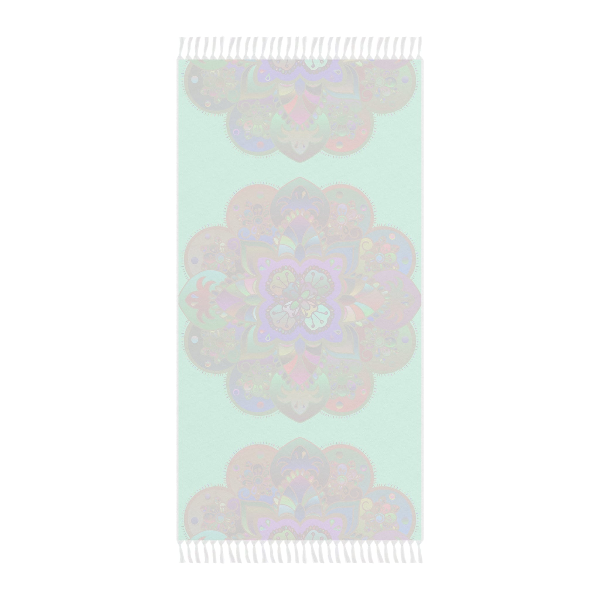 Boho Beach Cloth decorated with Mandala Art - Original Fine Art Hand - Drawn - Aquamarine - Blululi