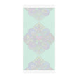 Boho Beach Cloth decorated with Mandala Art - Original Fine Art Hand - Drawn - Aquamarine - Blululi