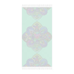 Boho Beach Cloth decorated with Mandala Art - Original Fine Art Hand - Drawn - Aquamarine - Blululi
