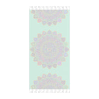 Boho Beach Cloth decorated with Mandala Art - Original Fine Art Hand - Drawn - Aquamarine - Blululi