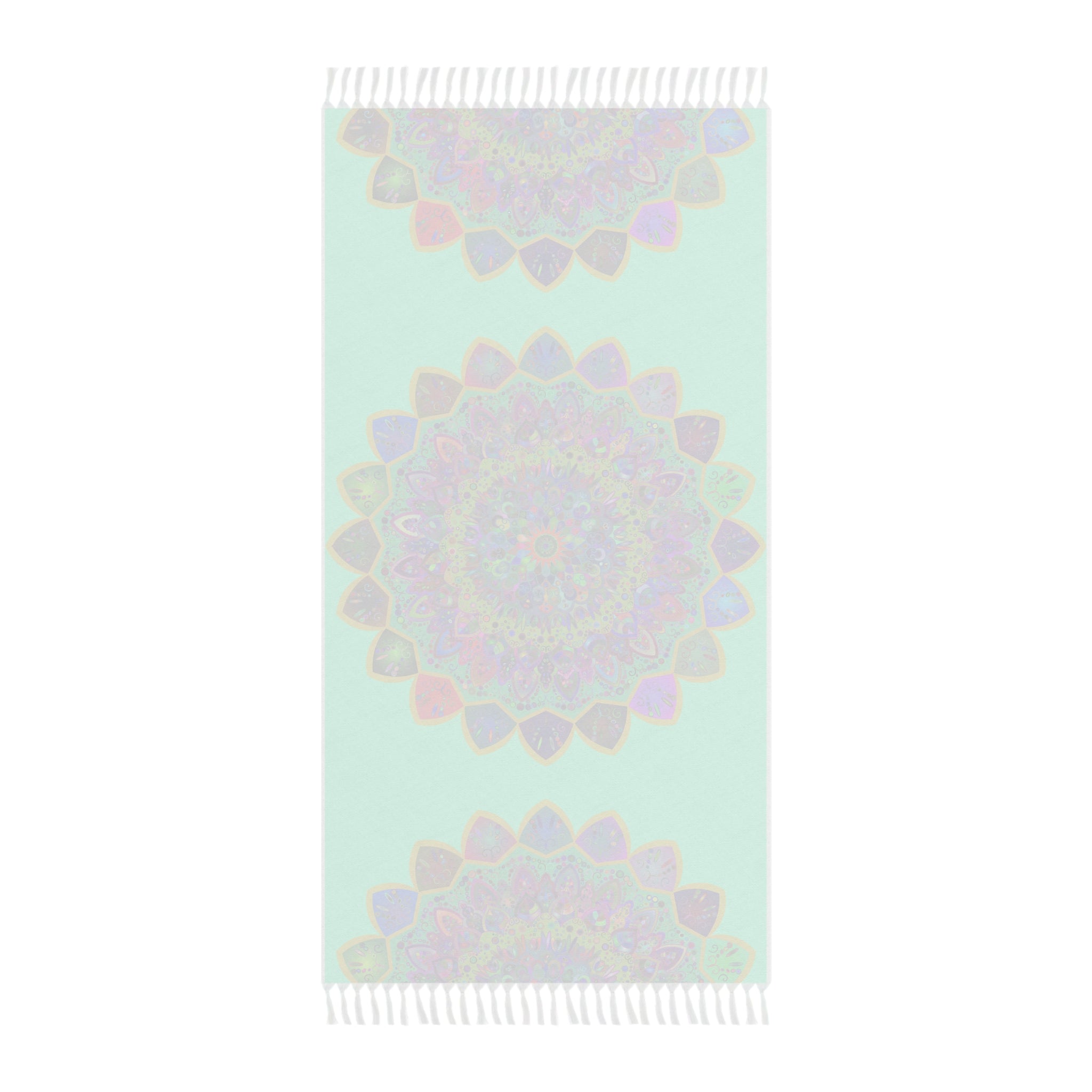 Boho Beach Cloth decorated with Mandala Art - Original Fine Art Hand - Drawn - Aquamarine - Blululi