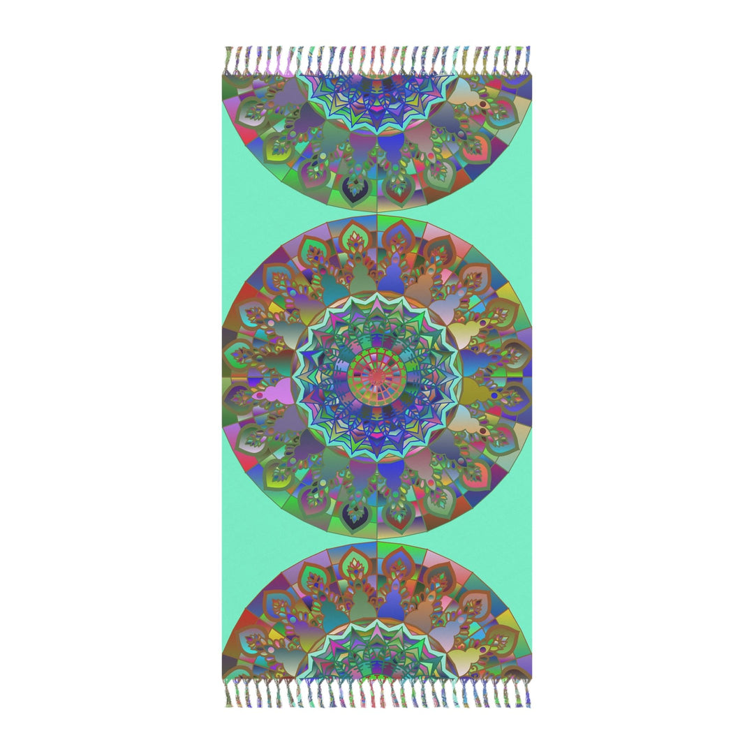 Boho Beach Cloth decorated with Mandala Art - Original Fine Art Hand - Drawn - Aquamarine - Blululi