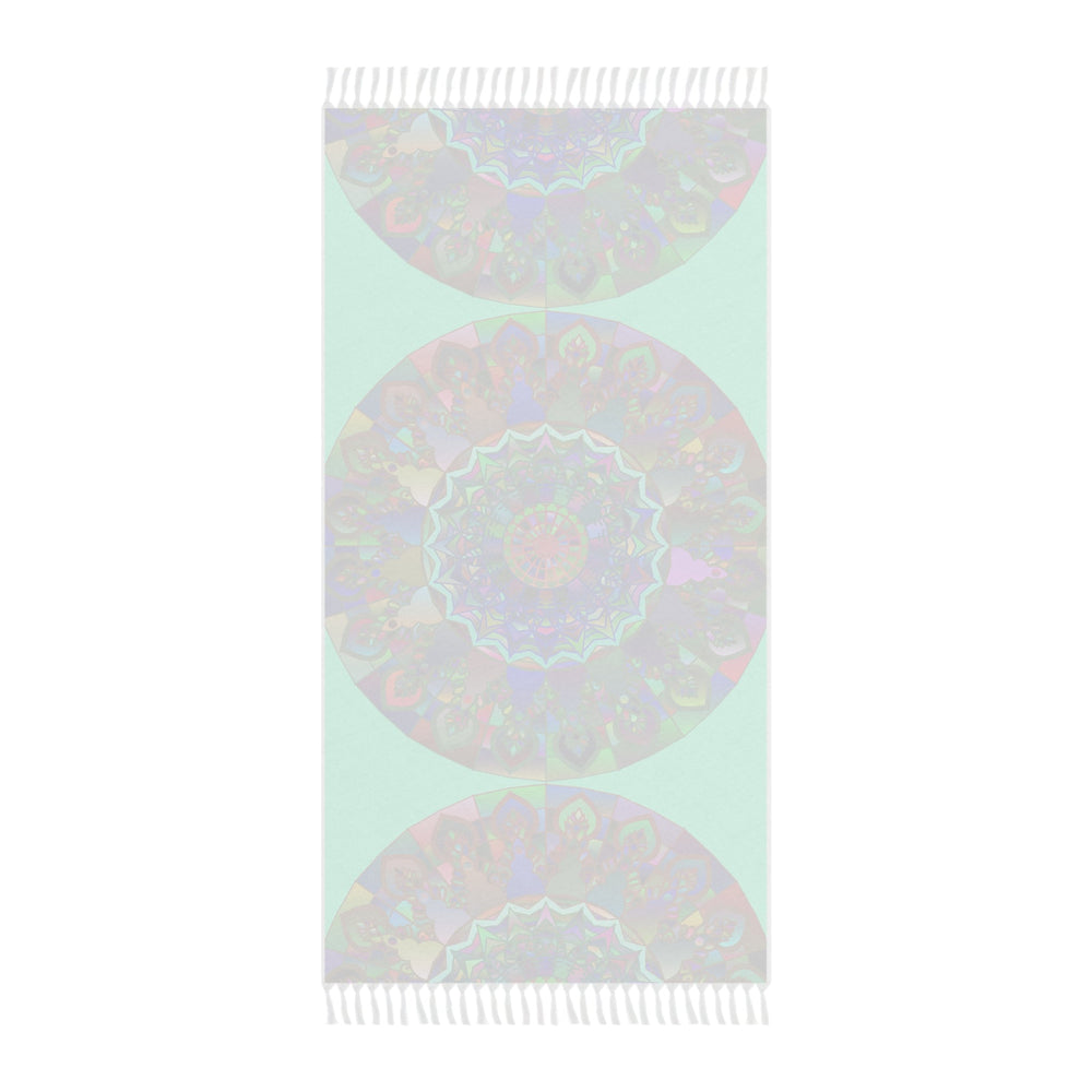 Boho Beach Cloth decorated with Mandala Art - Original Fine Art Hand - Drawn - Aquamarine - Blululi