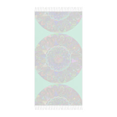 Boho Beach Cloth decorated with Mandala Art - Original Fine Art Hand - Drawn - Aquamarine - Blululi