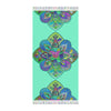 Boho Beach Cloth decorated with Mandala Art - Original Fine Art Hand - Drawn - Aquamarine - Blululi