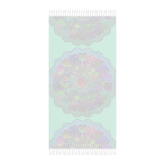 Boho Beach Cloth decorated with Mandala Art - Original Fine Art Hand - Drawn - Aquamarine - Blululi
