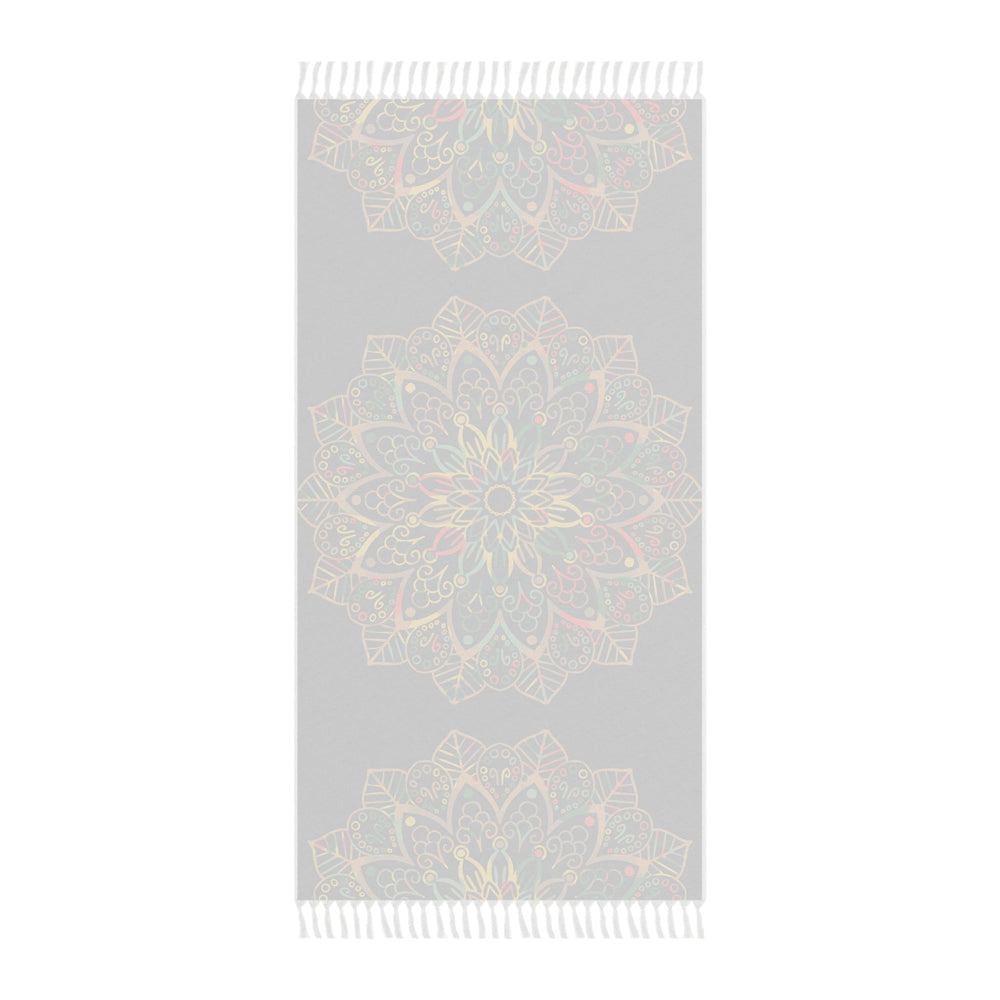 Boho Beach Cloth decorated with Mandala Art - Original Fine Art Hand - Drawn - Dark Charcoal Blue - Blululi