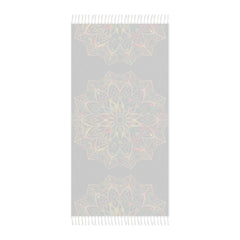 Boho Beach Cloth decorated with Mandala Art - Original Fine Art Hand - Drawn - Dark Charcoal Blue - Blululi