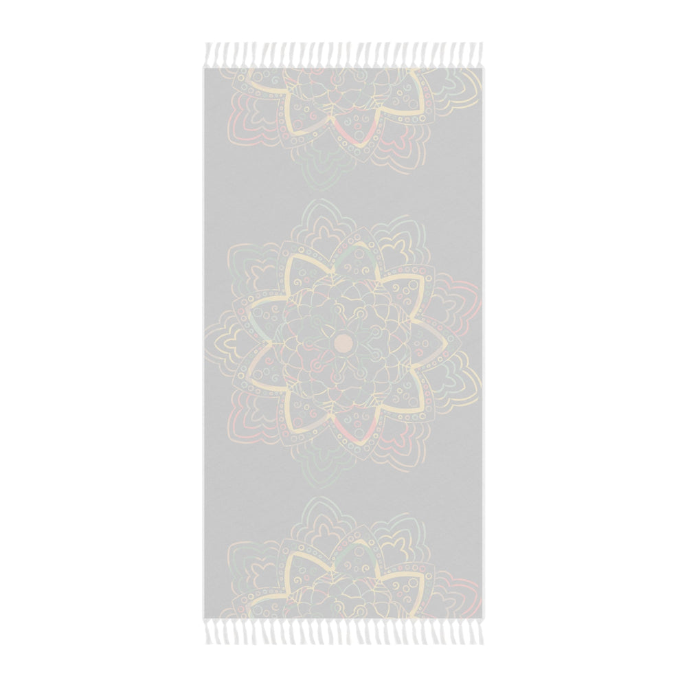 Boho Beach Cloth decorated with Mandala Art - Original Fine Art Hand - Drawn - Dark Charcoal Blue - Blululi