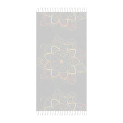 Boho Beach Cloth decorated with Mandala Art - Original Fine Art Hand - Drawn - Dark Charcoal Blue - Blululi